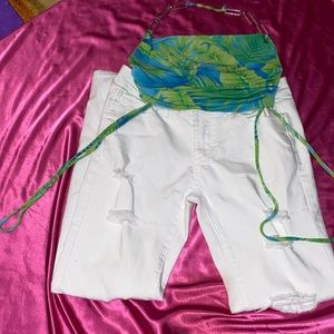 White Ripped White Jeans /Free Tops